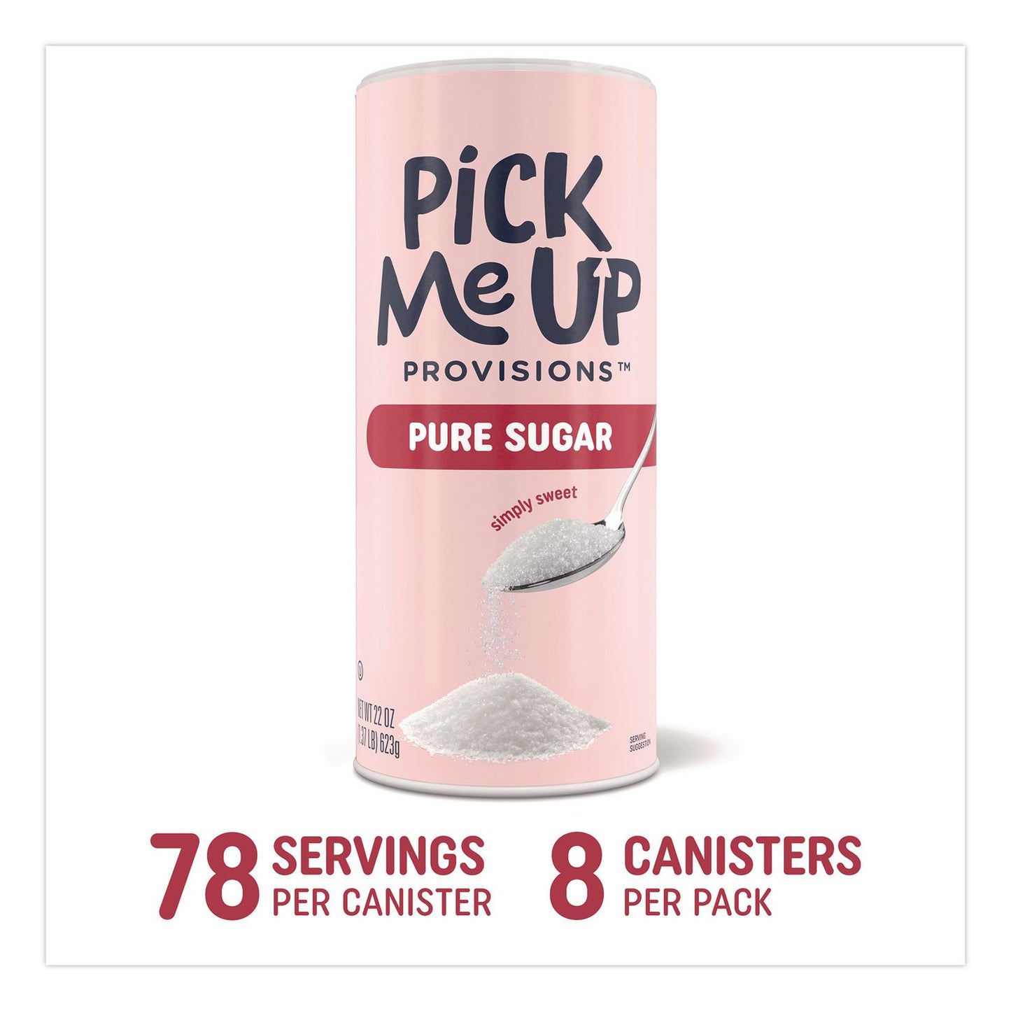Pick Me Up Provisions™ Pure Sugar, 22 oz Canister, 8/Pack (PIEPM62430)