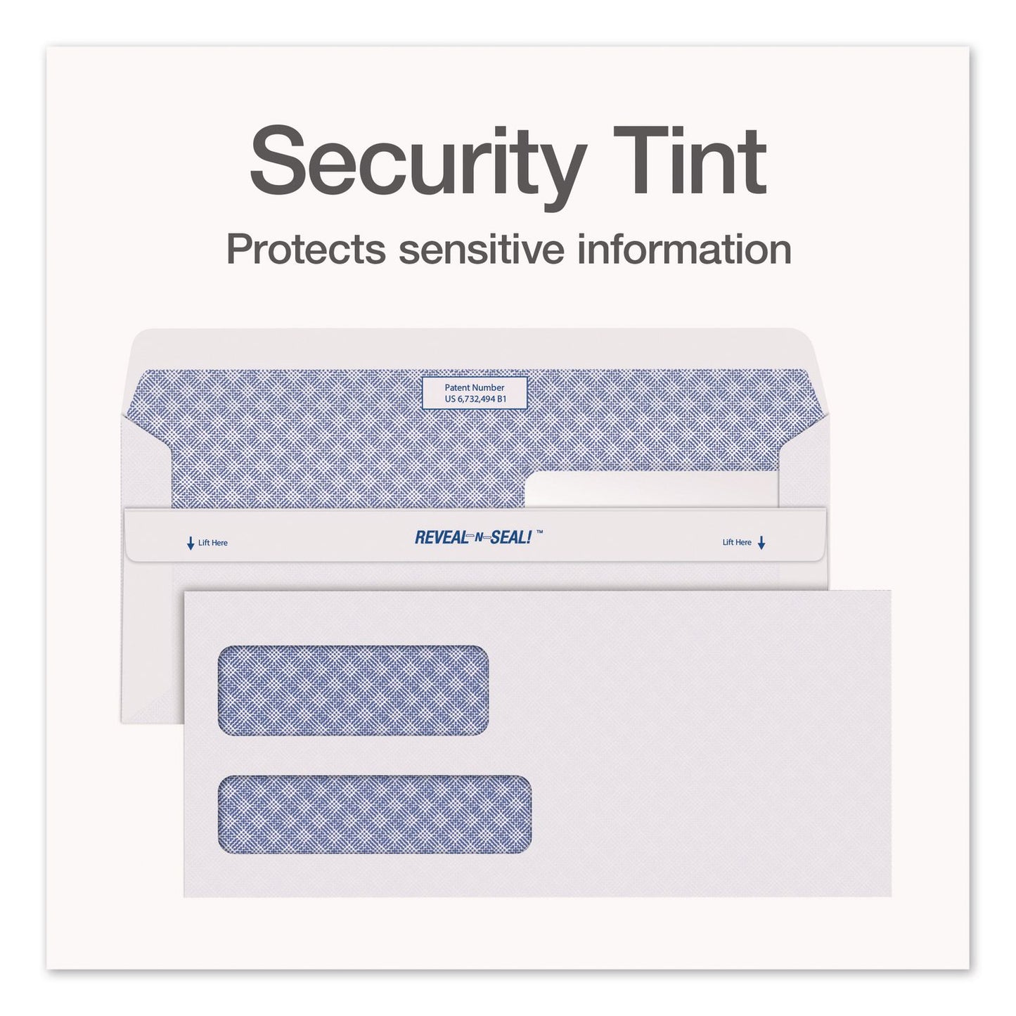 Quality Park™ Reveal-N-Seal Envelope, Security Tint, #10, Commercial Flap, Self-Adhesive Closure, 4.13 x 9.5, White, 500/Box (QUA1014438)
