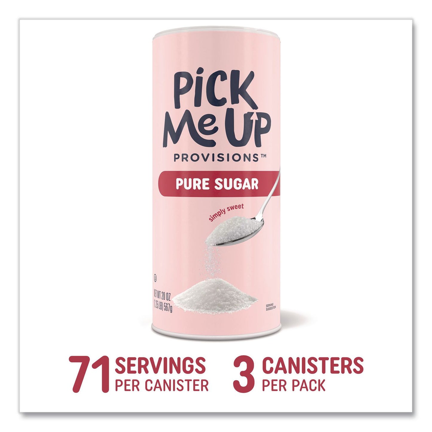 Pick Me Up Provisions™ Pure Sugar, 20 oz Canister, 3/Pack (PIEPM62433)