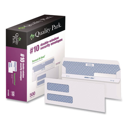 Quality Park™ Reveal-N-Seal Envelope, Security Tint, #10, Commercial Flap, Self-Adhesive Closure, 4.13 x 9.5, White, 500/Box (QUA1014438)