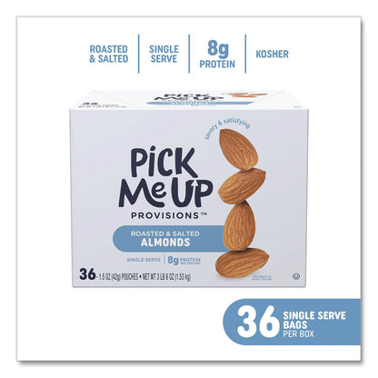 Pick Me Up Provisions™ Roasted and Salted Almonds, 1.5 oz Pouch, 36/Box (PIEPM62980)