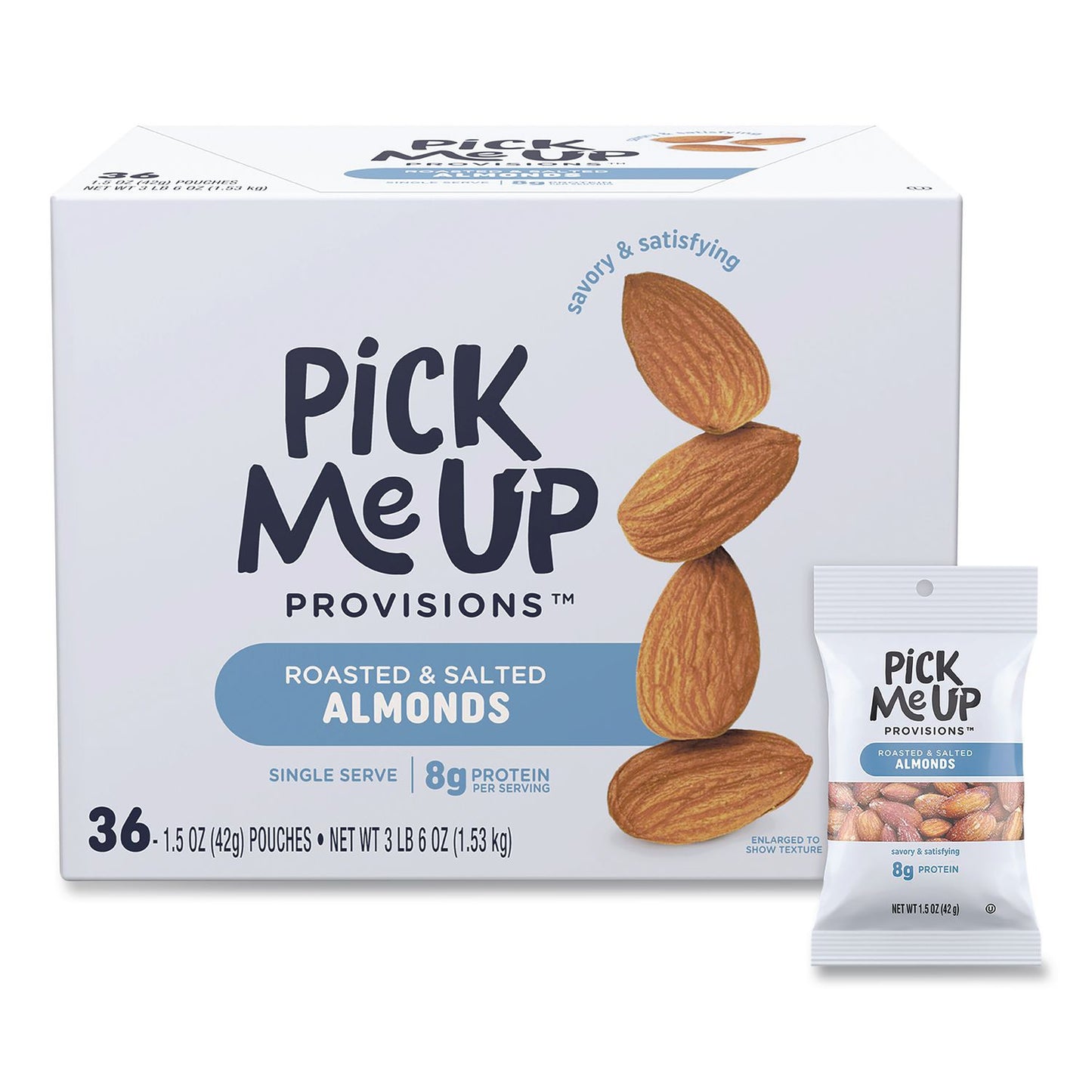 Pick Me Up Provisions™ Roasted and Salted Almonds, 1.5 oz Pouch, 36/Box (PIEPM62980)