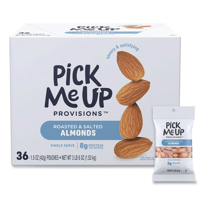 Pick Me Up Provisions™ Roasted and Salted Almonds, 1.5 oz Pouch, 36/Box (PIEPM62980)