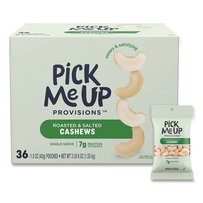 Pick Me Up Provisions™ Roasted and Salted Cashews, 1.5 oz Pouch, 36/Box (PIEPM62981)