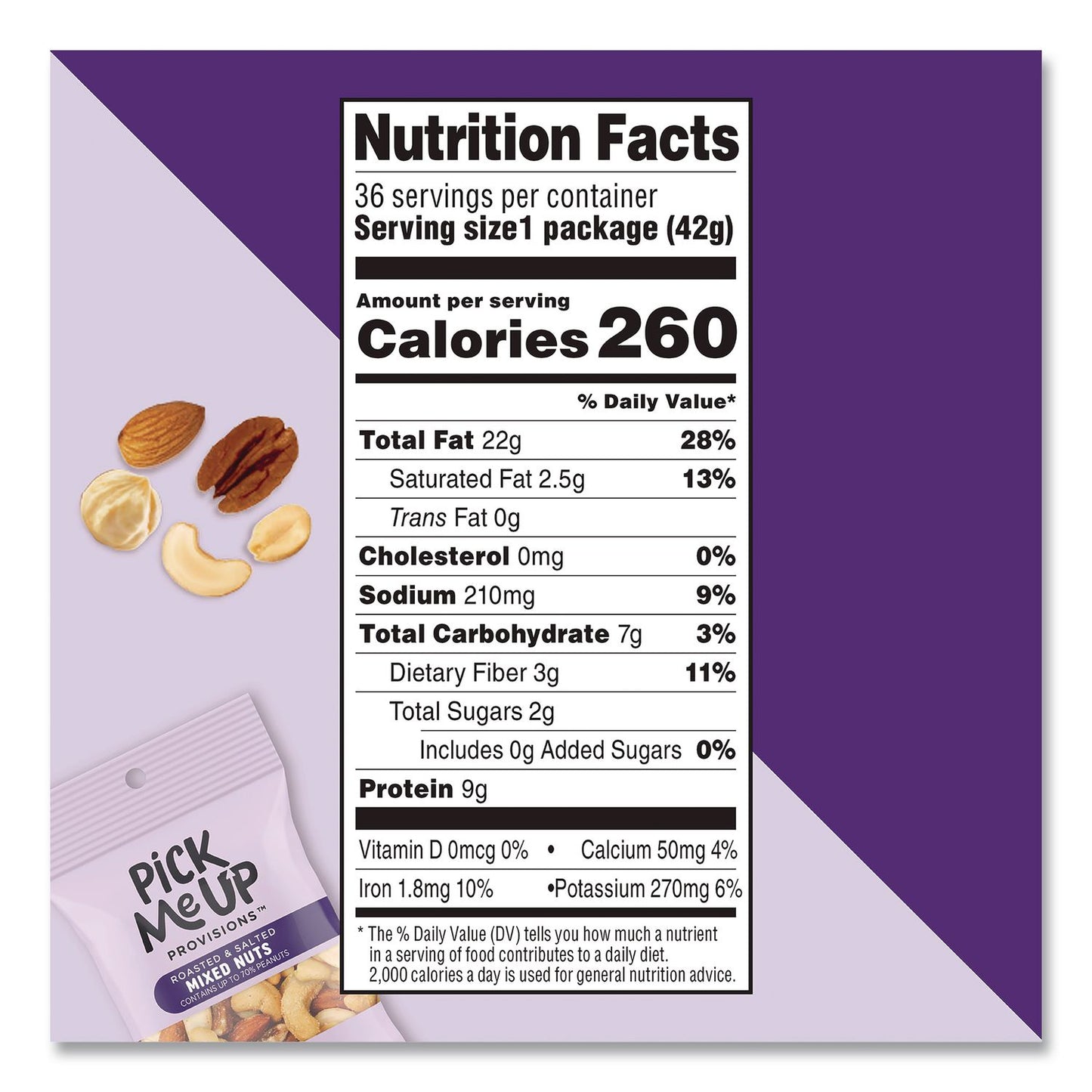 Pick Me Up Provisions™ Roasted and Salted Mixed Nuts, 1.5 oz Pouch, 36/Box (PIEPM62982)