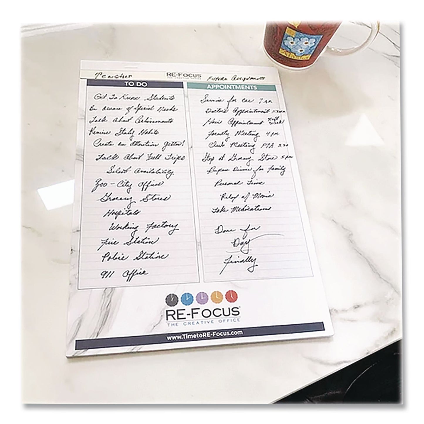RE-Focus The Creative Office Premium Legal To-Do/Appointment List Pads, List Format, (30) Light Blue/Dark Blue/White Marble 8.5 x 11 Sheets, 2/Pack (RFCBLUELEGALPAD)