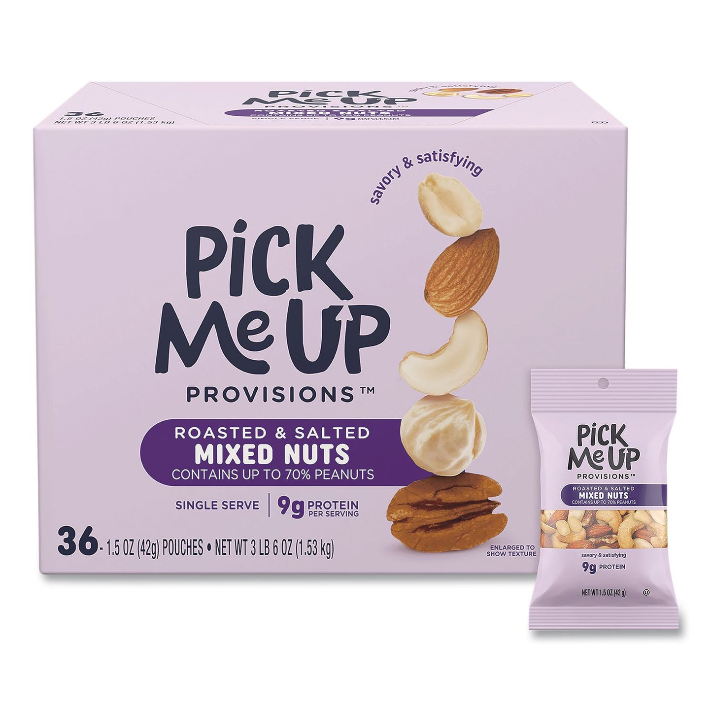 Pick Me Up Provisions™ Roasted and Salted Mixed Nuts, 1.5 oz Pouch, 36/Box (PIEPM62982)