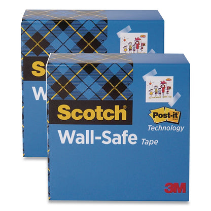 Scotch® Wall-Safe Tape, 1" Core, 0.75" x 1,296", Clear, 2/Pack (MMM7100361155)