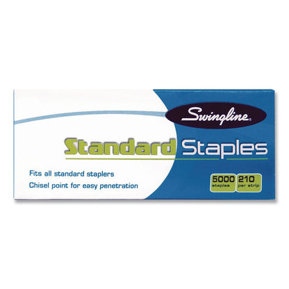 Swingline® Standard Staples, 0.25" Leg, Steel, 5,000/Box, 100 Boxes/Carton (SWI35108CT)
