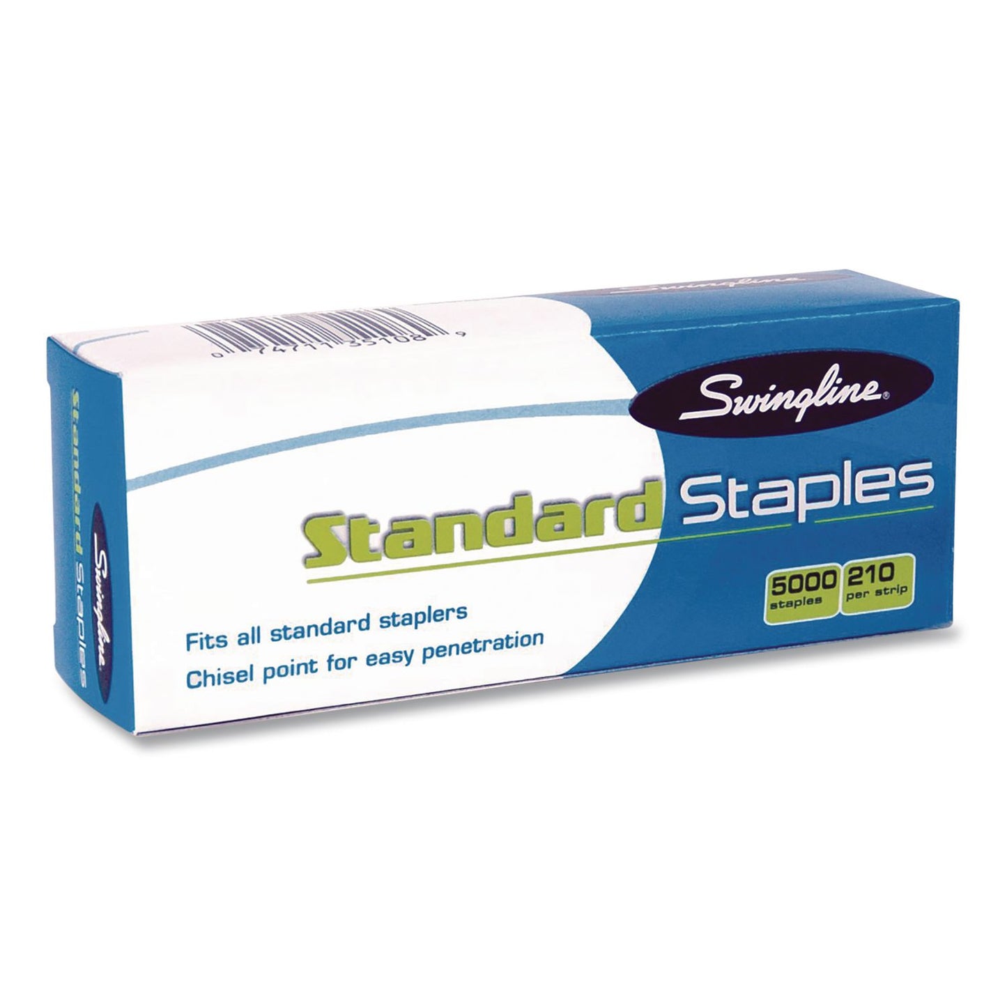 Swingline® Standard Staples, 0.25" Leg, Steel, 5,000/Box, 100 Boxes/Carton (SWI35108CT)