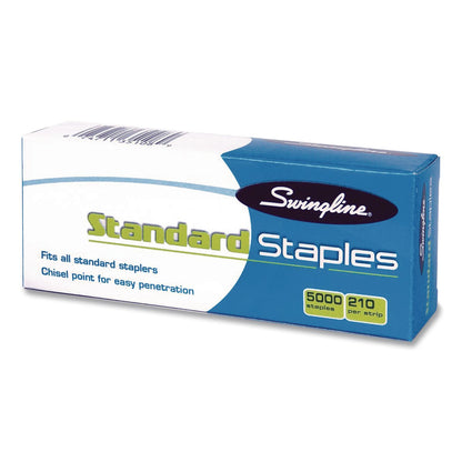 Swingline® Standard Staples, 0.25" Leg, Steel, 5,000/Box, 100 Boxes/Carton (SWI35108CT)