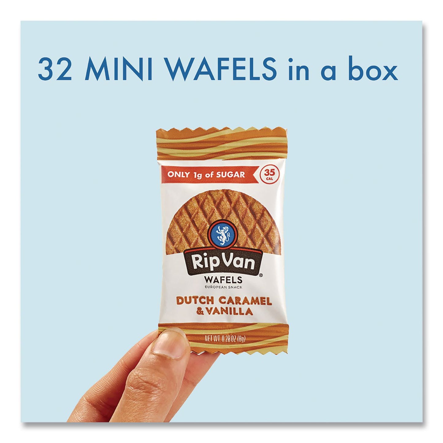 Rip Van® Minis Dutch Caramel and Vanilla Wafels, 0.28 oz Packet, 32/Box (RIPRVW00891)