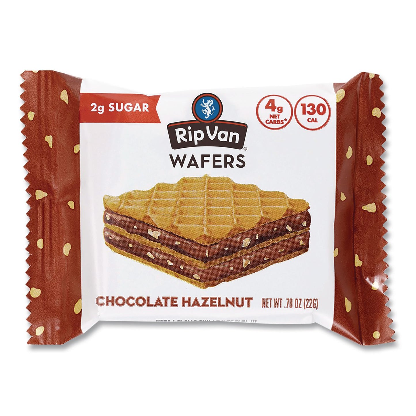 Rip Van® Wafers, Chocolate Hazelnut, 0.78 oz Packet, 16/Box (RIPRVW70519)