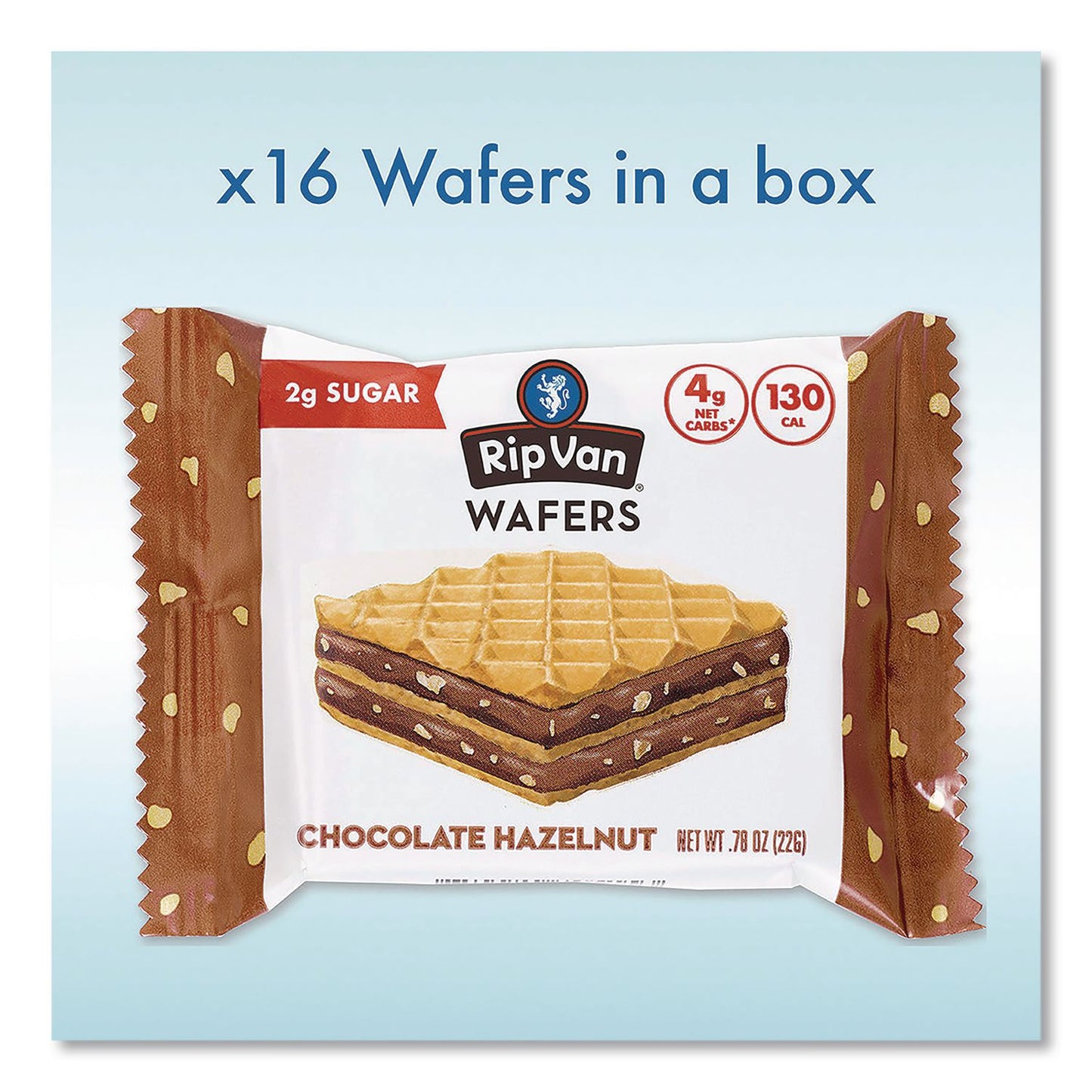 Rip Van® Wafers, Chocolate Hazelnut, 0.78 oz Packet, 16/Box (RIPRVW70519)