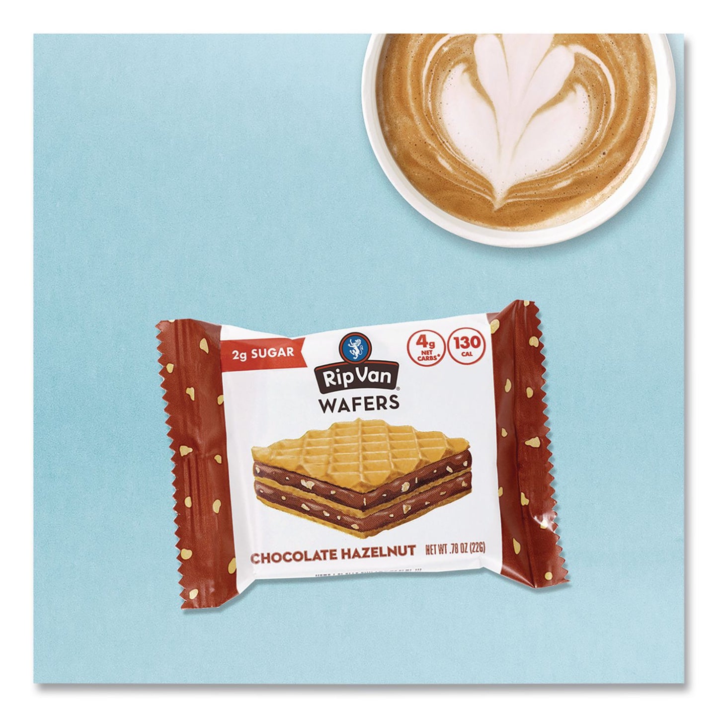 Rip Van® Wafers, Chocolate Hazelnut, 0.78 oz Packet, 16/Box (RIPRVW70519)