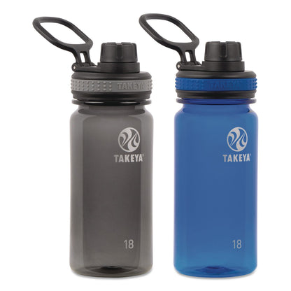 TAKEYA® Tritan Plastic Water Bottle, 18 oz, 1 Royal Bottle, 1 Black Bottle, 2/Pack (TKY51464)