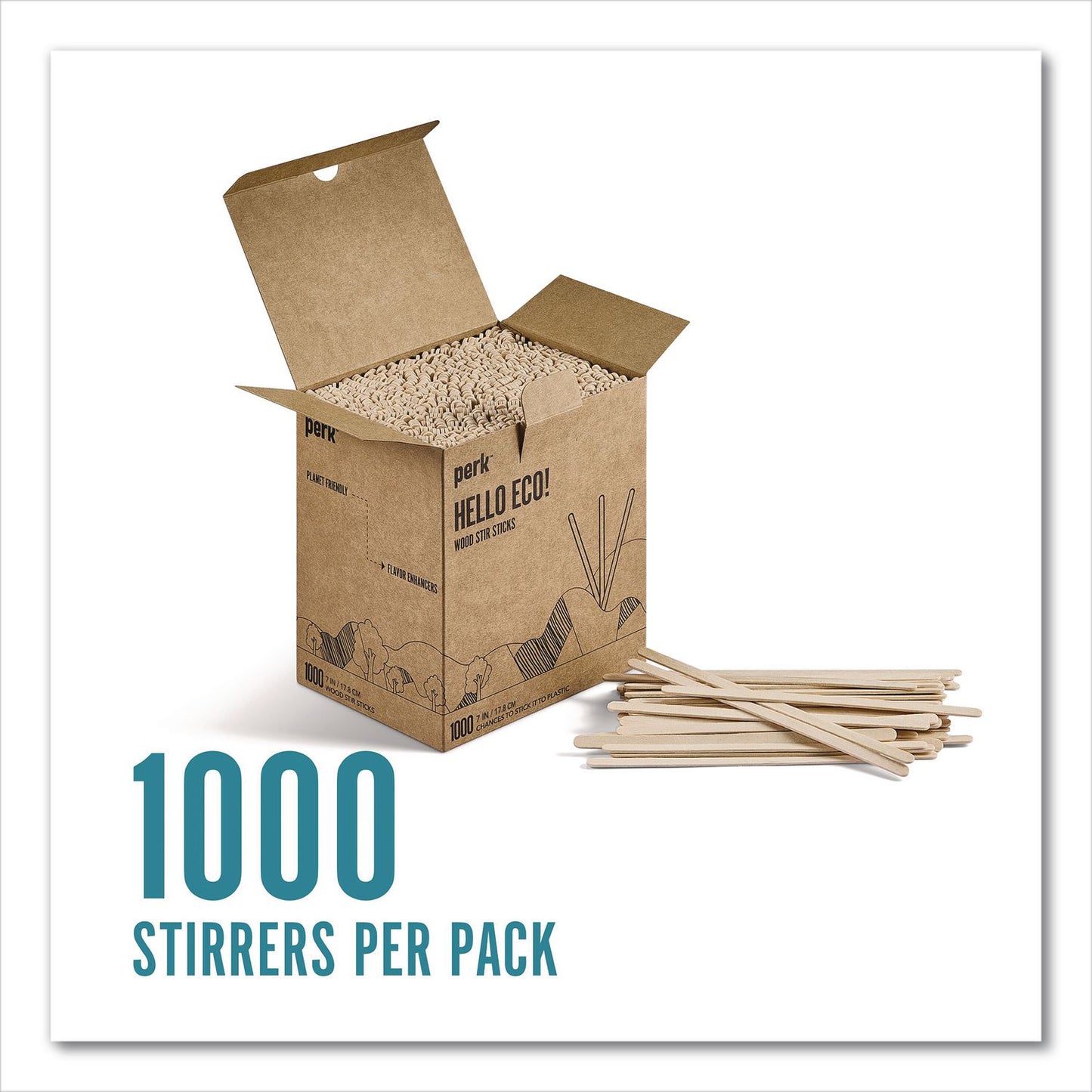 Perk™ Wood Stirrer, 7", 1,000/Pack (PRKPK62345)