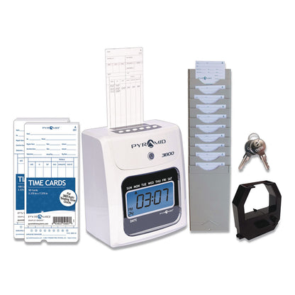 Pyramid Technologies 3800 Time Clock Bundle, LCD Display, Ivory/Charcoal (PTI3800SK1)