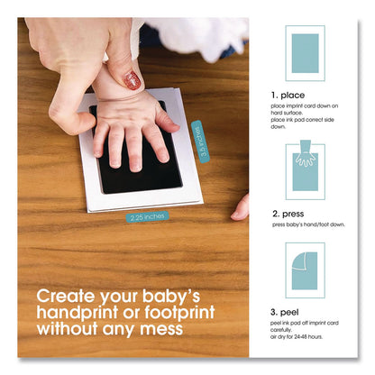 pearhead® Babyprints Clean-Touch Ink Pad, Newborn Size Accommodates Hand/Feet Up to 2.25" x 3.5", Clean-Touch Ink Pad/(2) Imprint Cards (PEH00007)