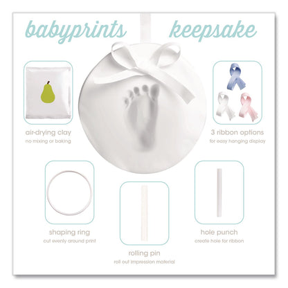 pearhead® Babyprints Handprint or Footprint Keepsake Ornament Kit, 100% Baby Safe Impression Material/Shaping Ring/Ribbon/Pin (PEH50020)