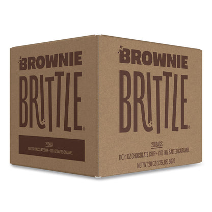 Sheila G’s™ Brownie Brittle™ Crunchy Brownie Snack Variety Pack, Chocolate Chip and Salted Caramel, 2 oz Bag, 20/Carton (SHAKAR01416)
