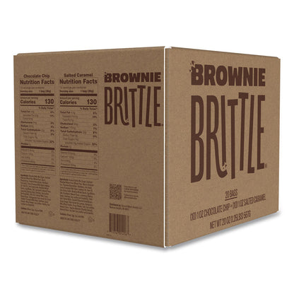 Sheila G’s™ Brownie Brittle™ Crunchy Brownie Snack Variety Pack, Chocolate Chip and Salted Caramel, 2 oz Bag, 20/Carton (SHAKAR01416)