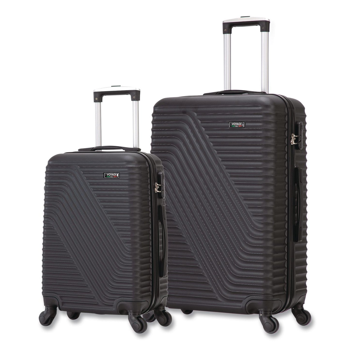 TUCCI VOYAGE Vertice ABS 2-Piece Luggage Set, Black (TUIV000102PCBLK)