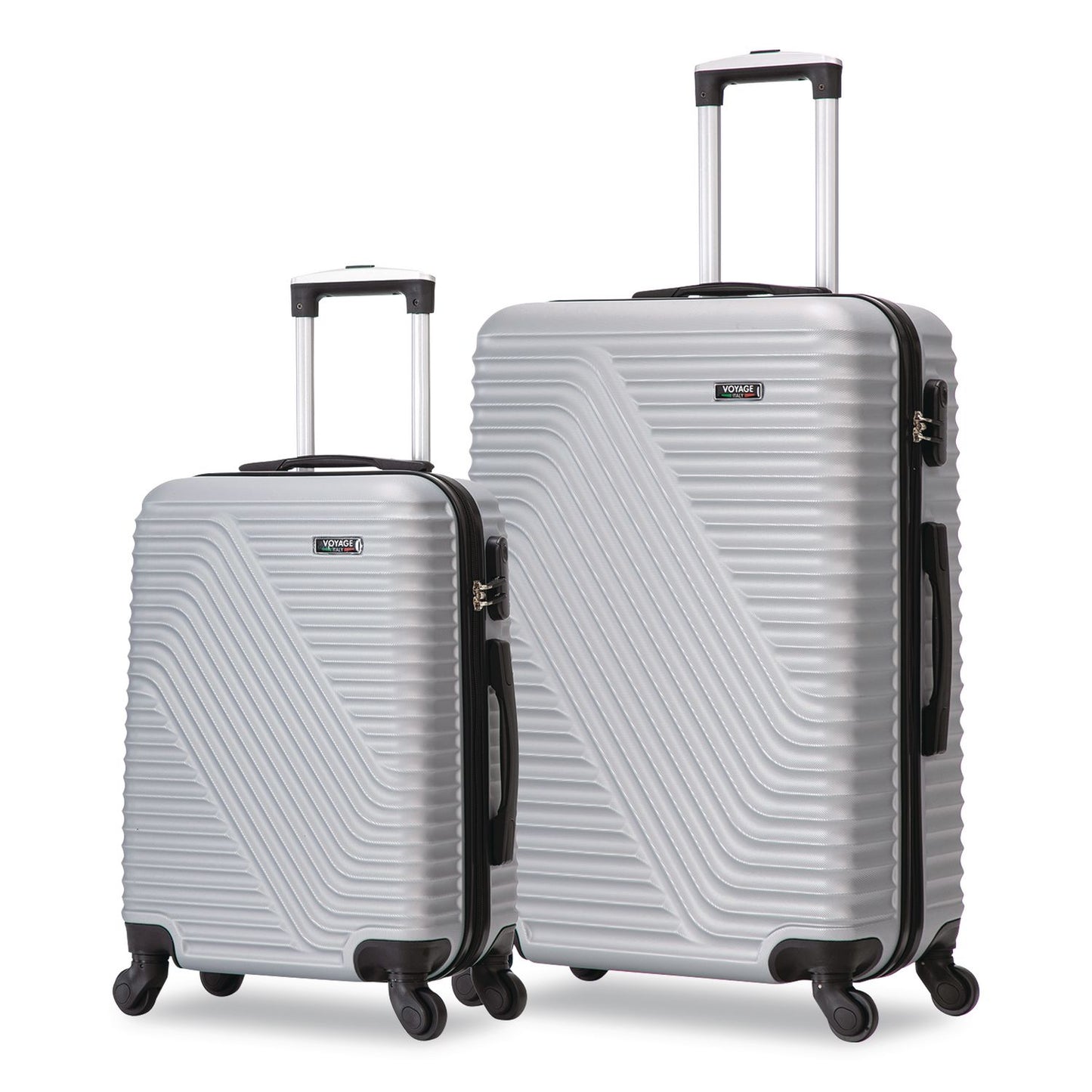 TUCCI VOYAGE Vertice ABS 2-Piece Luggage Set, Silver (TUIV000102PCSLV)