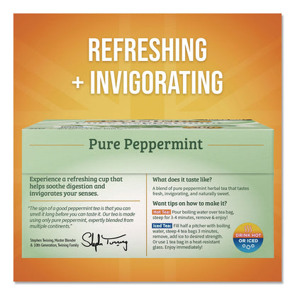 TWININGS® Tea Bags, Pure Peppermint, 0.07 oz Tea Bag, 50/Box (TWGTNA53650)