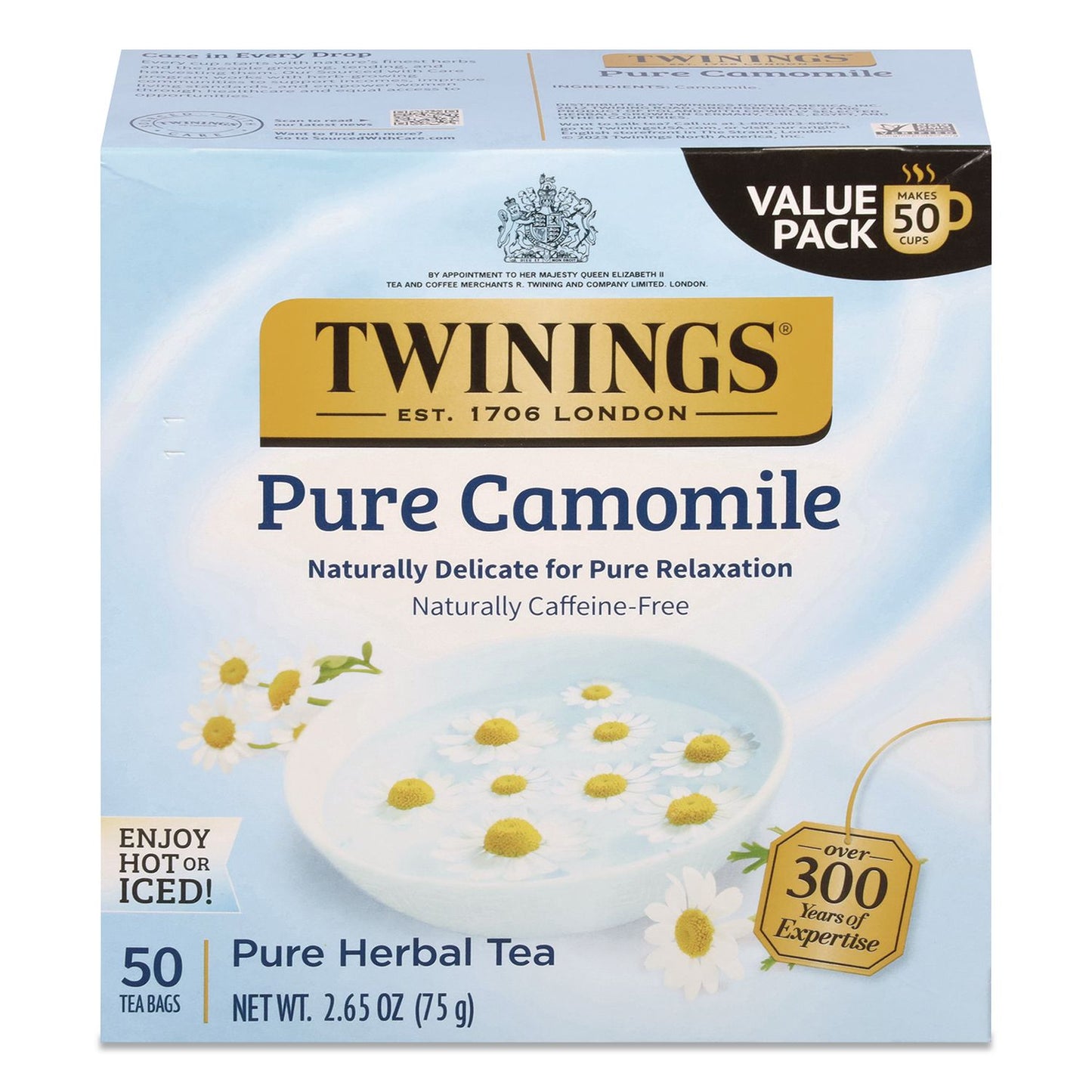 TWININGS® Tea Bags, Pure Camomile, 0.05 oz Tea Bag, 50/Box (TWGTNA53651)