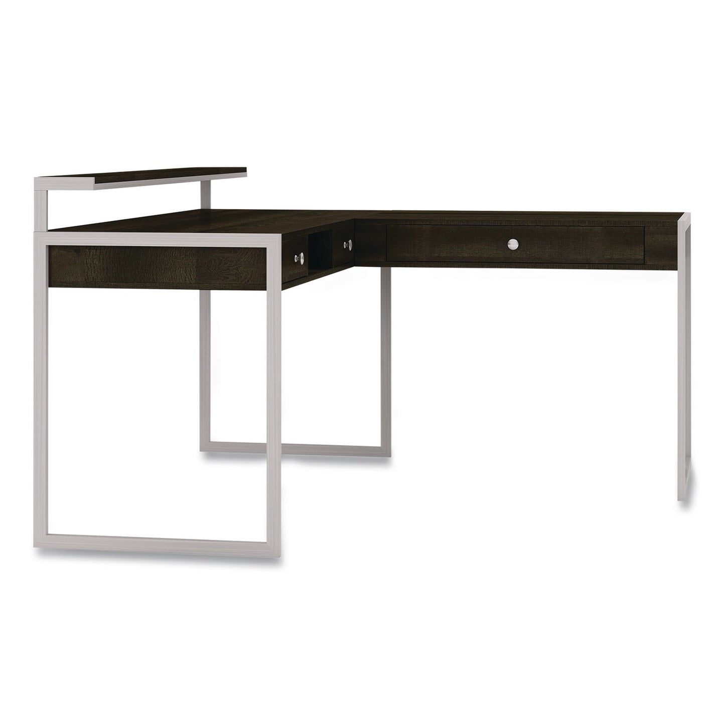 Whalen® Asherton L-Shaped Corner Desk, 60" x 60" x 35.88" (Left) and 30" (Right), Fawn Aged Oak/Titanium (WHLSPUSASHD)