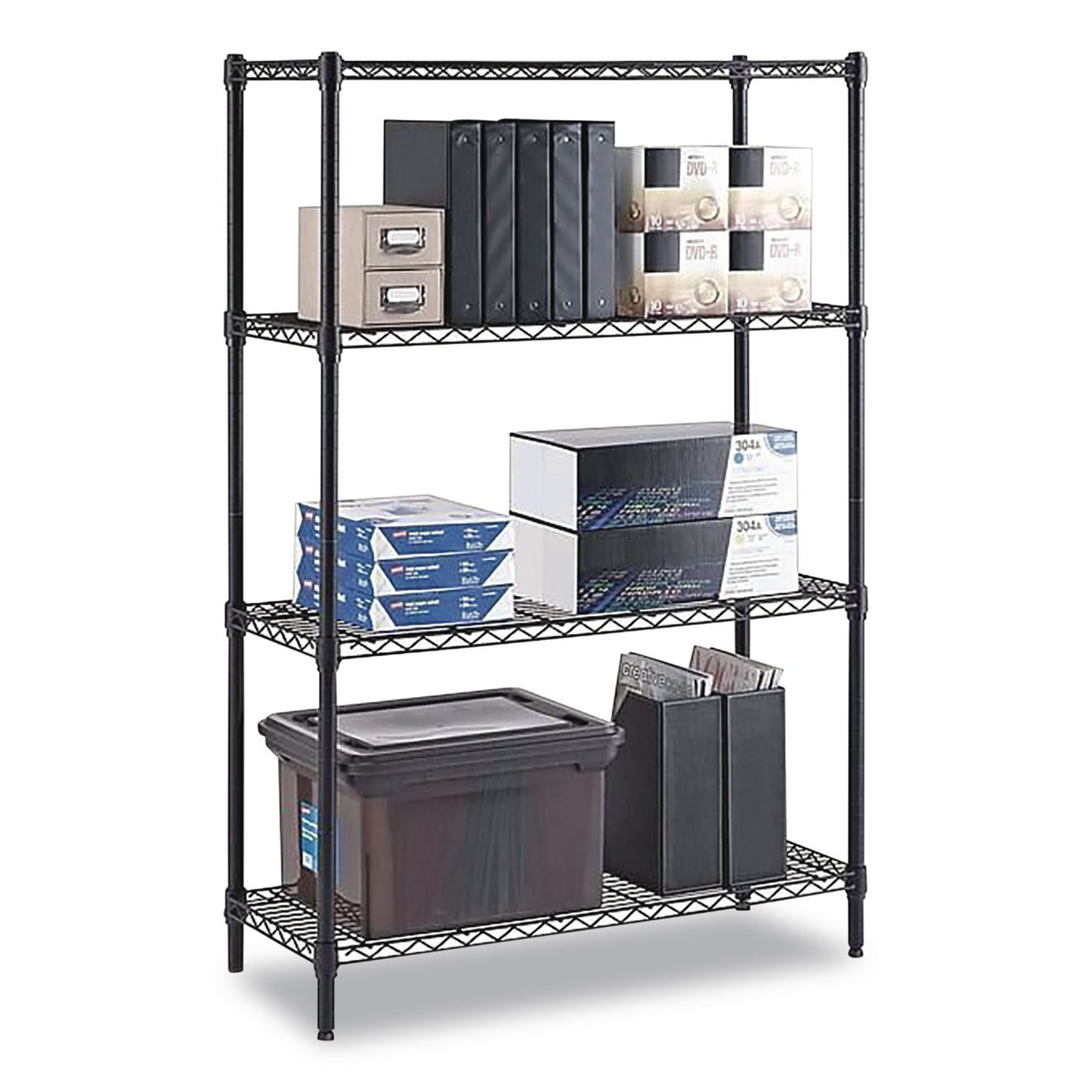 Whalen® 4-Shelf Wire Shelving Unit, 36w x 14d x 54h, Black (WHLWS1436544B)