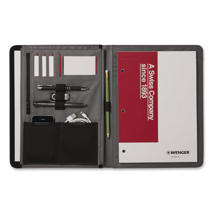 Wenger® Merit Vinyl Padfolio, 8.5 x 11 Pad, 10.2 x 13, Open Style Closure, Black (WNG601388)