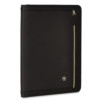 Wenger® Amelie Polyester Padfolio with Zipper Closure, 8.5 x 11 Pad, 10.2 x 13, Zipper Closure, Black (WNG601676)