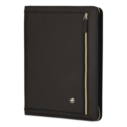 Wenger® Amelie Polyester Padfolio with Zipper Closure, 8.5 x 11 Pad, 10.2 x 13, Zipper Closure, Black (WNG601676)