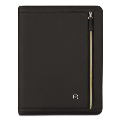 Wenger® Amelie Polyester Padfolio with Zipper Closure, 8.5 x 11 Pad, 10.2 x 13, Zipper Closure, Black (WNG601676)