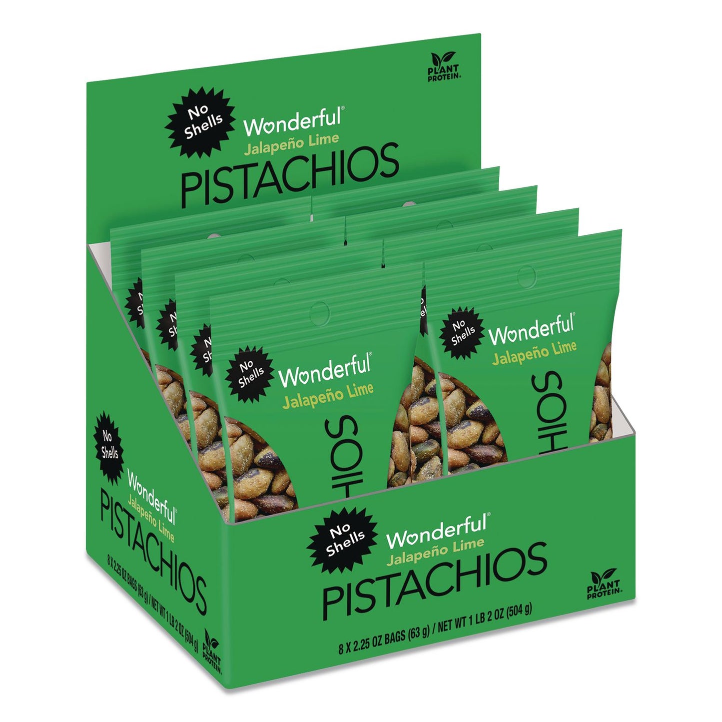 Paramount Farms® Wonderful Pistachios, Jalapeno Lime, 2.25 oz Pouch, 8/Box (WONPAR70154)