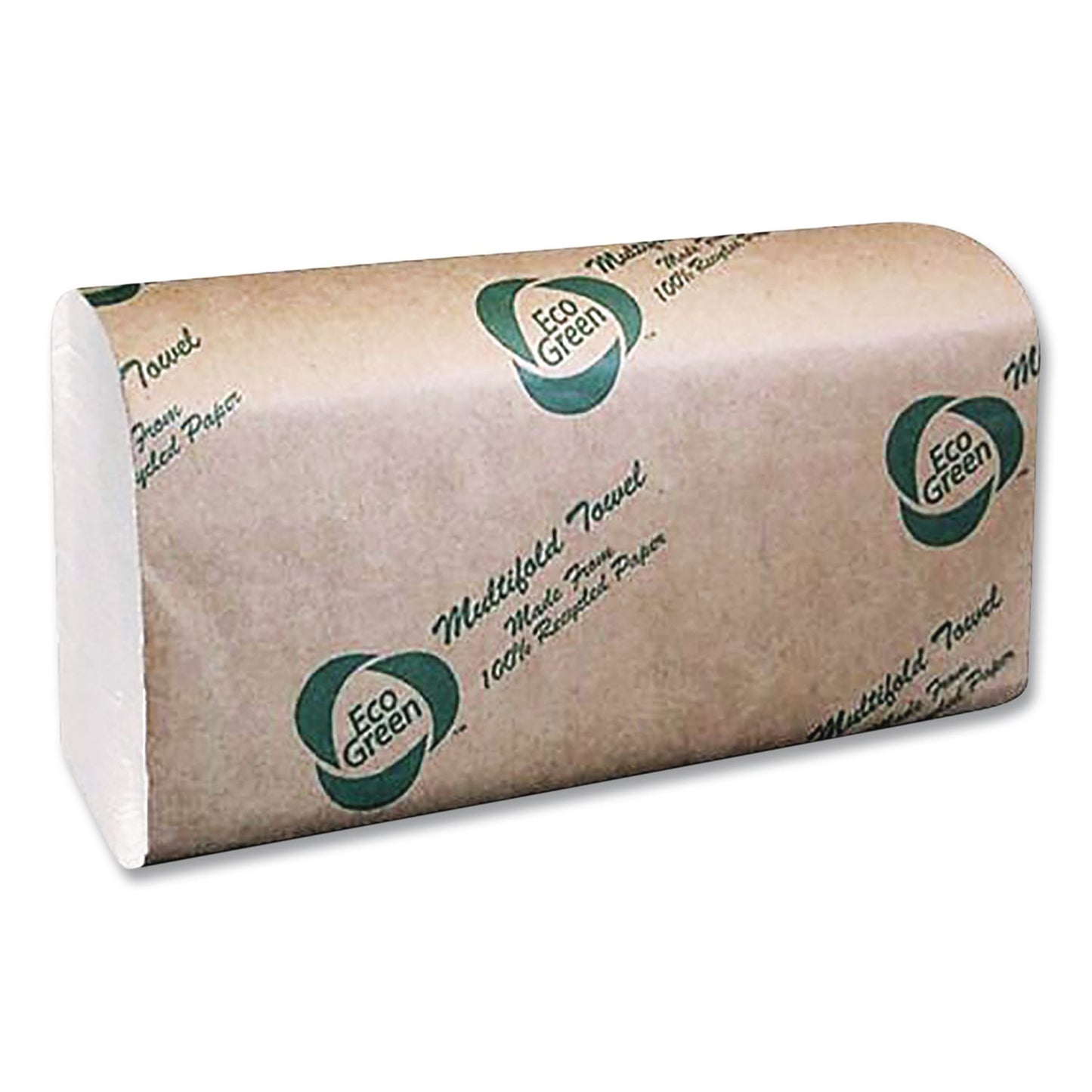Eco Green® Multi-Fold Recycled Paper Towels, 1-Ply, 9.25 x 9.5, Natural White, 250/Pack, 16 Packs/Carton (APAEN416)
