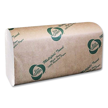 Eco Green® Multi-Fold Recycled Paper Towels, 1-Ply, 9.25 x 9.5, Natural White, 250/Pack, 16 Packs/Carton (APAEN416)