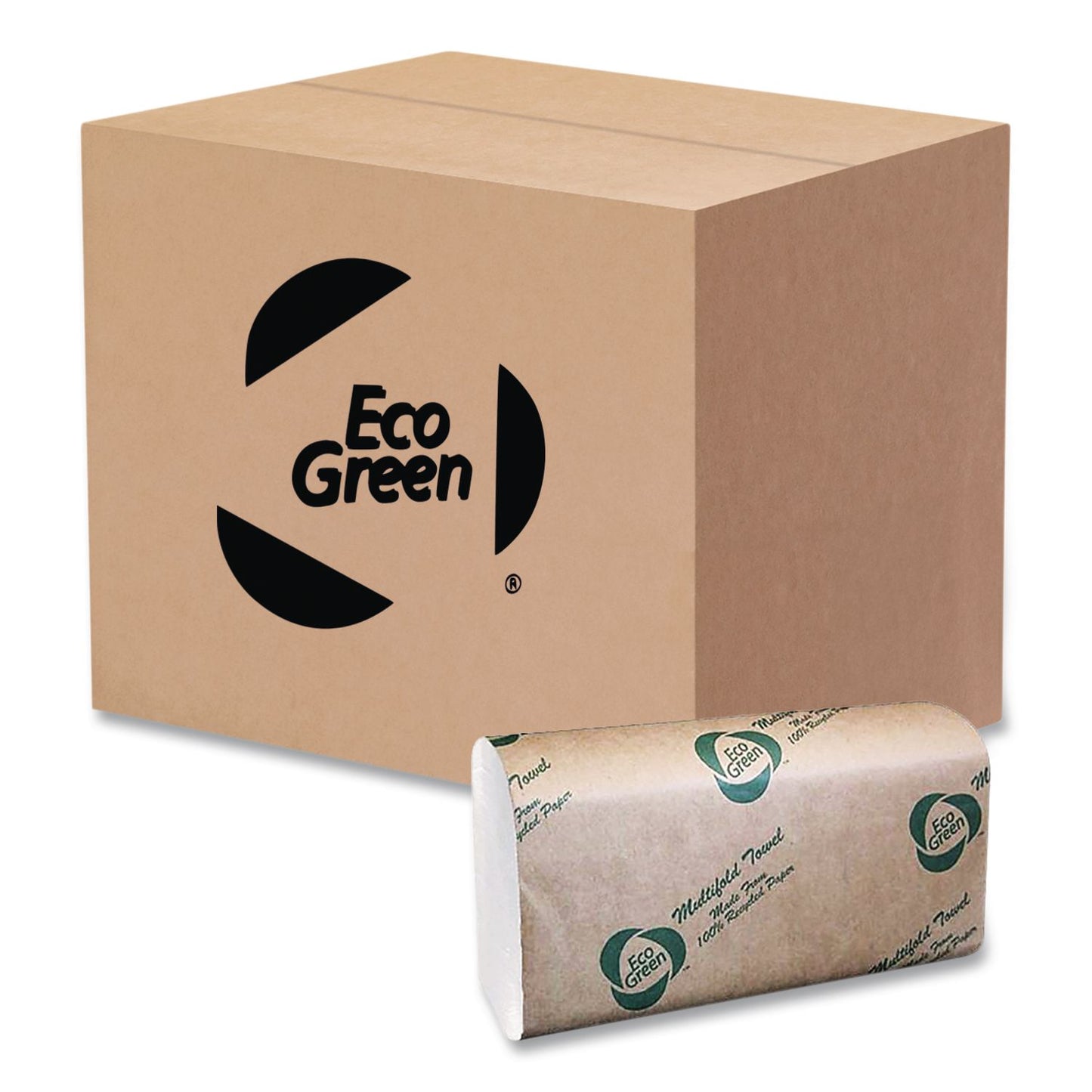 Eco Green® Multi-Fold Recycled Paper Towels, 1-Ply, 9.25 x 9.5, Natural White, 250/Pack, 16 Packs/Carton (APAEN416)