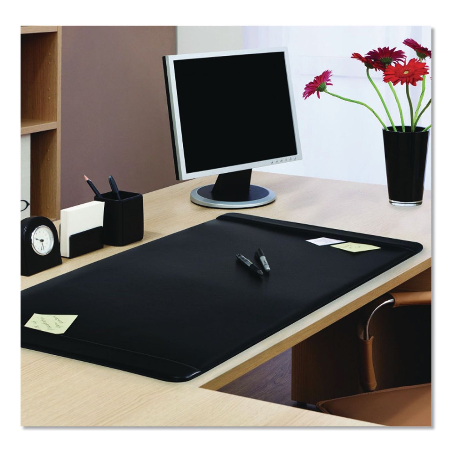 Advantus Faux Leather Desk Pad with Side Rails, 36" x 20", Black (AVT75868)