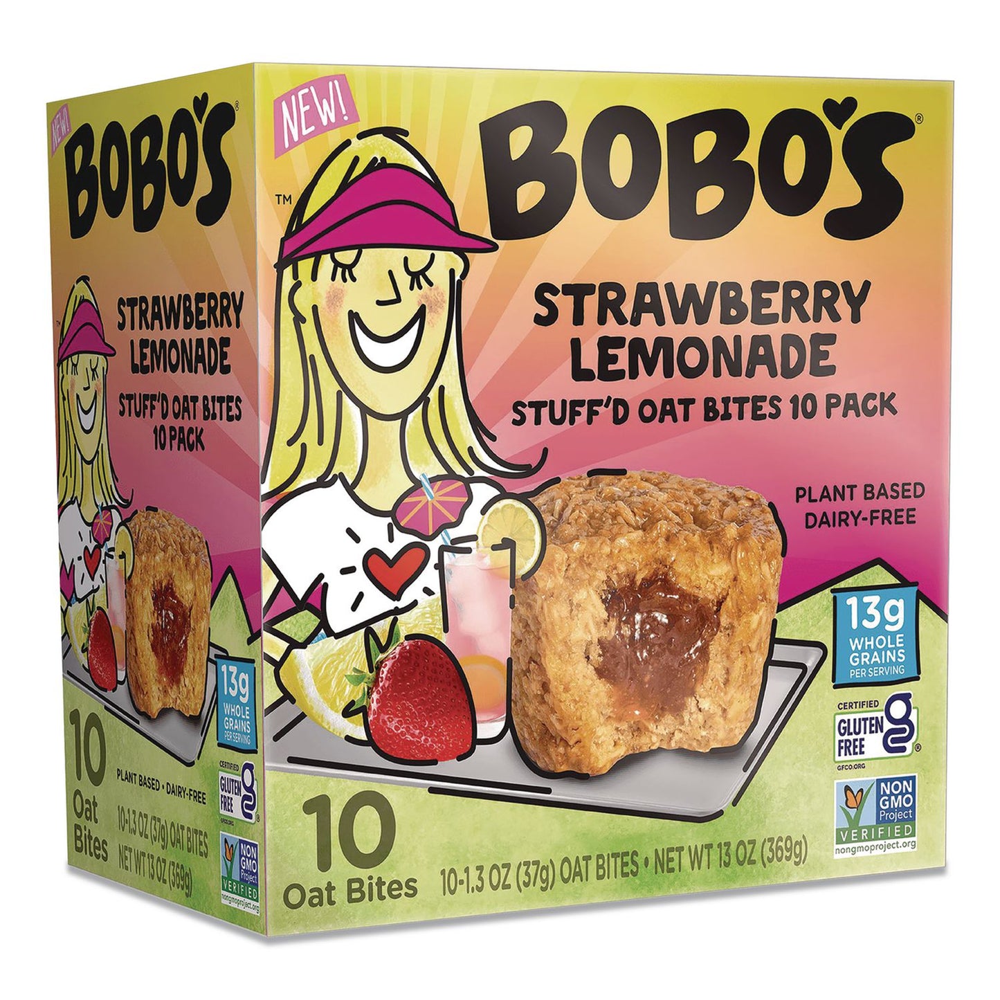 Bobo's Stuff'd Oatmeal Bites, Strawberry Lemonade, 1.3 oz Individually Wrapped, 10/Box (BBOBBO00543)