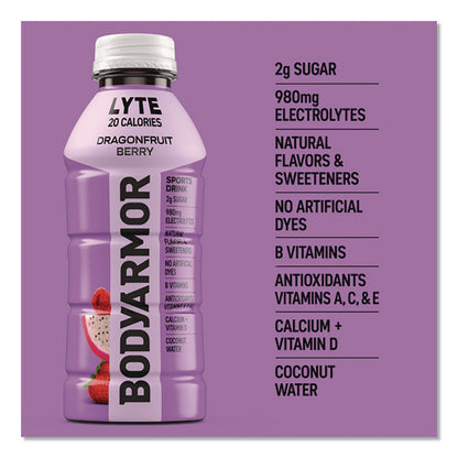 BodyArmor LYTE Sports Drink, Dragonfruit Berry, 16 oz Bottle, 12/Pack (BDA411891)