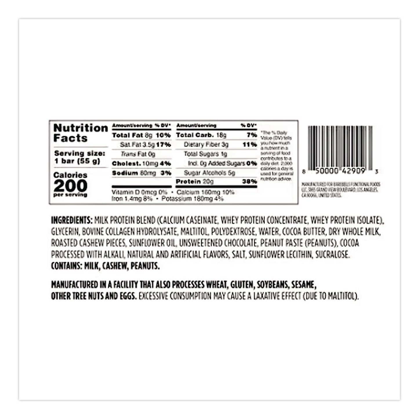 Barebells Caramel Cashew Protein Bars, 1.94 oz Individually Wrapped, 12/Box (BEBVTN42966)