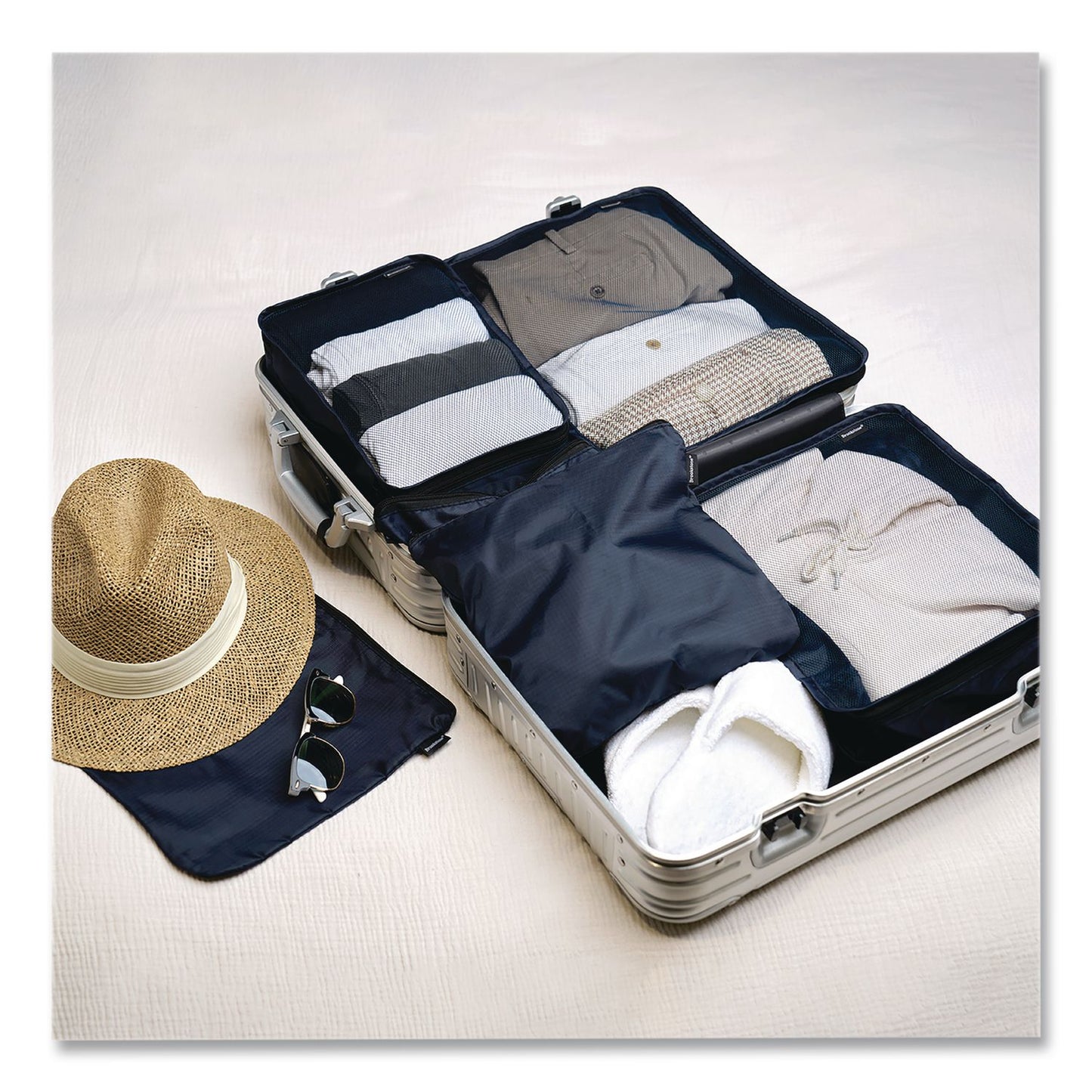 Brookstone® Six-Piece Travel Pouch Set, 12.2 x 1.97 x 9.65, Blue (BKTBNPC0001)