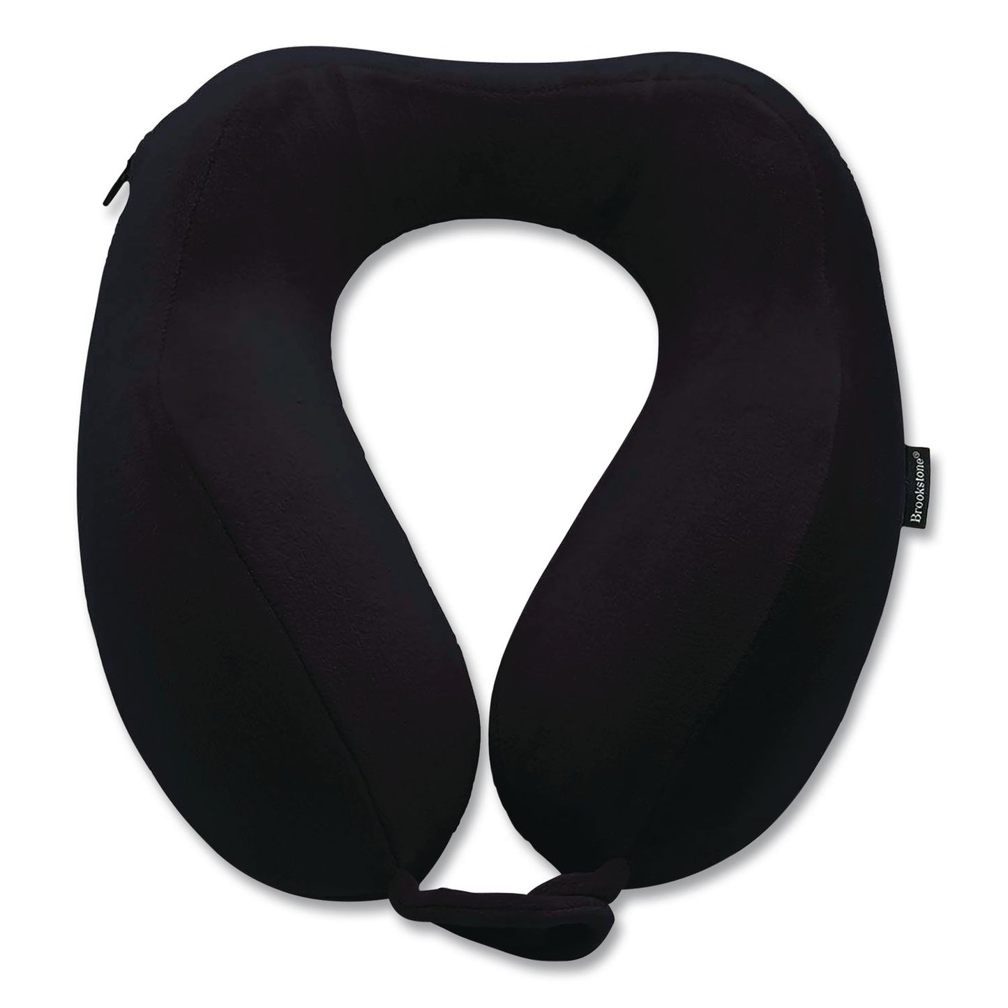 Brookstone® Memory Foam Fabric Travel Pillow, One Size Fits Most, 9.84 x 5.5 x 11, Black (BKTBNPM0001)