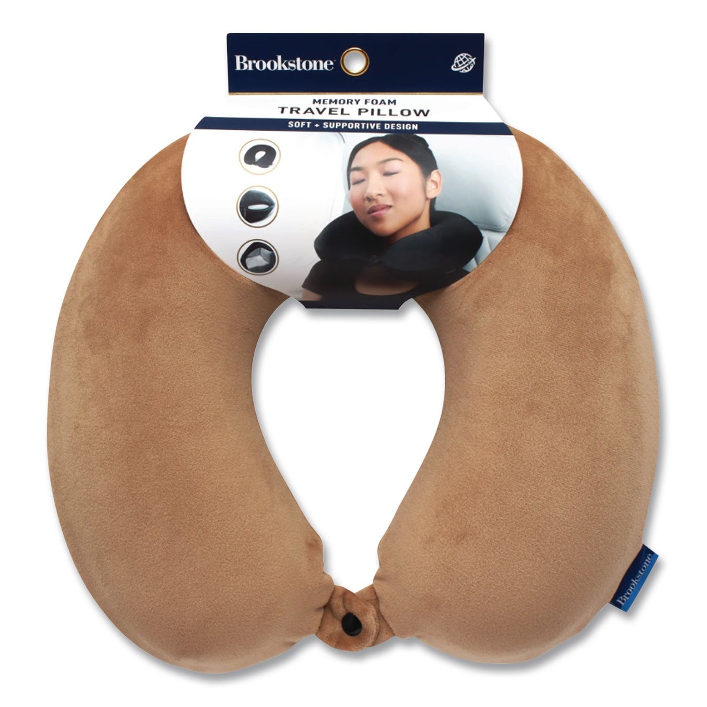 Brookstone® U-Shaped Memory Foam Travel Pillow, 11.8 x 3.74 x 12.6, Khaki (BKTBNPM0004)