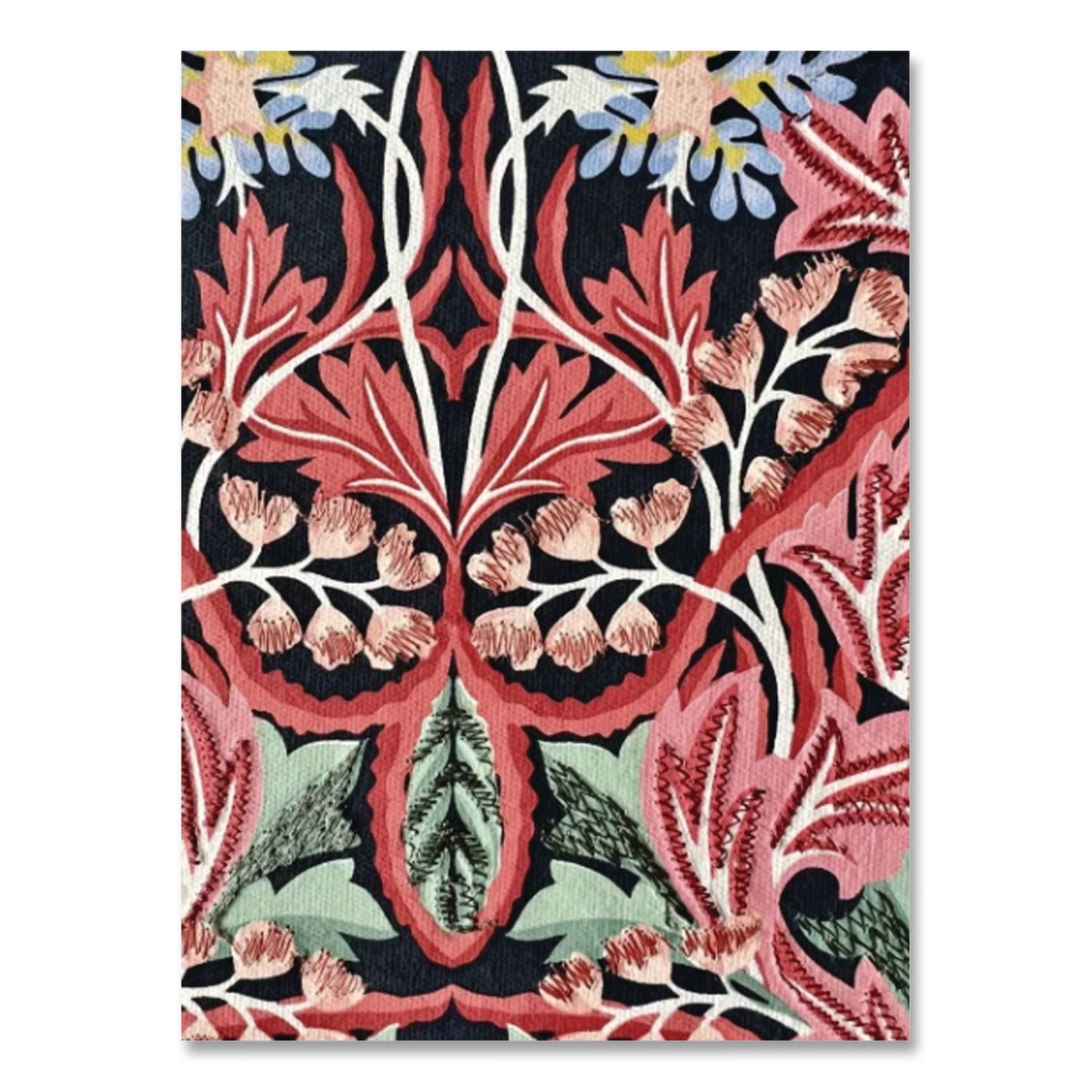 CHRONICLE BOOKS Liberty London Embroidered Cover Journal, Floral Artwork, Medium/College Rule, Green/Pink/White Cover, (50) 10 x 7 Sheets (CHB978073536557)