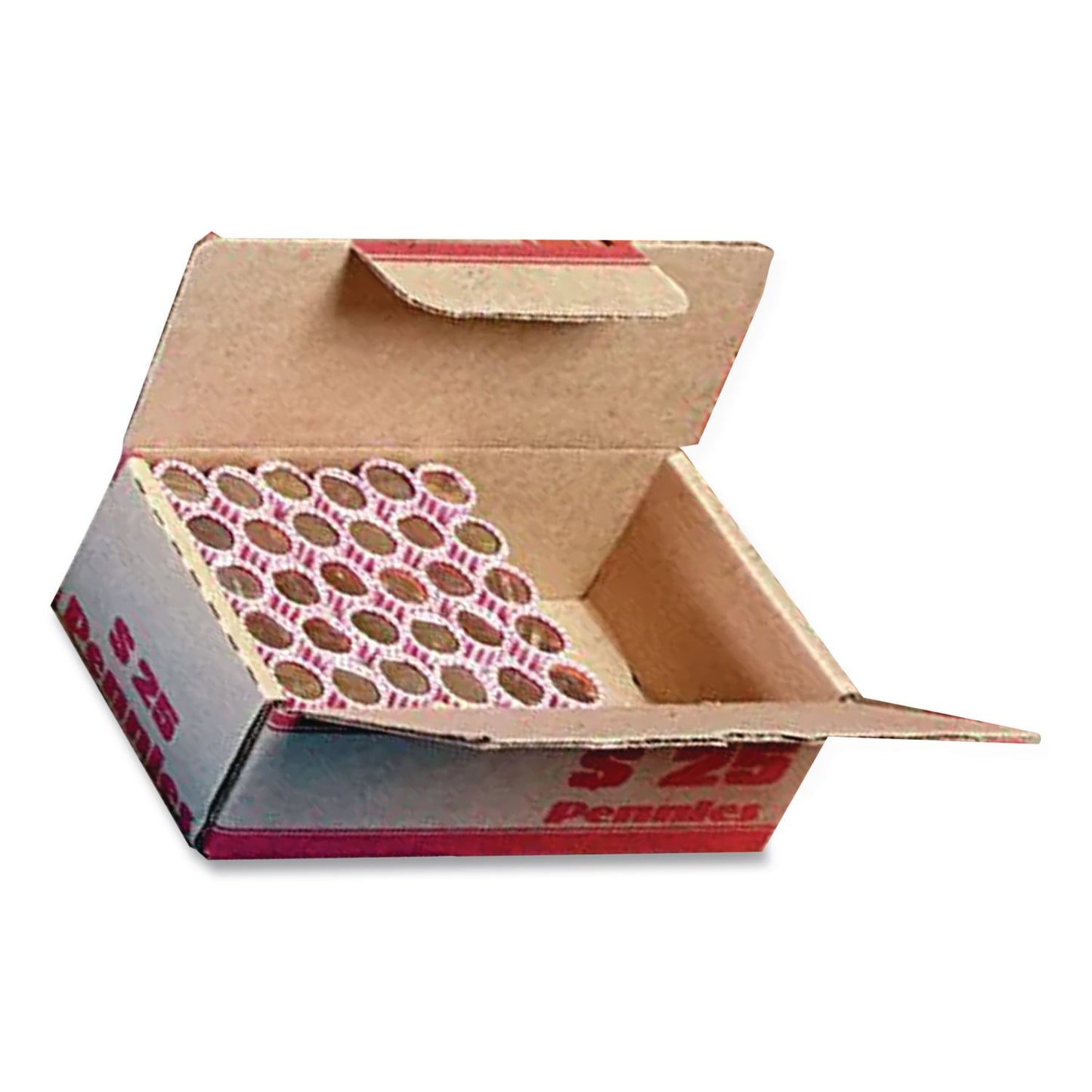 CONTROLTEK® Pennies Coin Box, Accommodates $25 in Pennies, 15.5" x 19.25" x 4.5", Red/Kraft, 50/Pack (CNK560059)