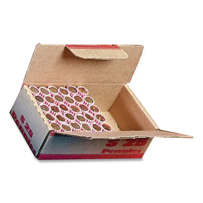 CONTROLTEK® Pennies Coin Box, Accommodates $25 in Pennies, 15.5" x 19.25" x 4.5", Red/Kraft, 50/Pack (CNK560059)